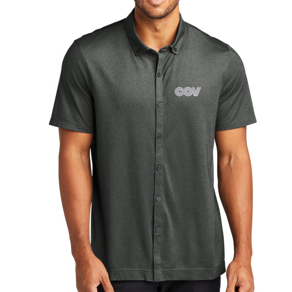 Embroidered COV - Stretch Pique Full Button Polo Thumbnail